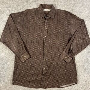 Natural Issue‎ Shirt Men's XLT Brown Geometric Long Sleeve Button front casual